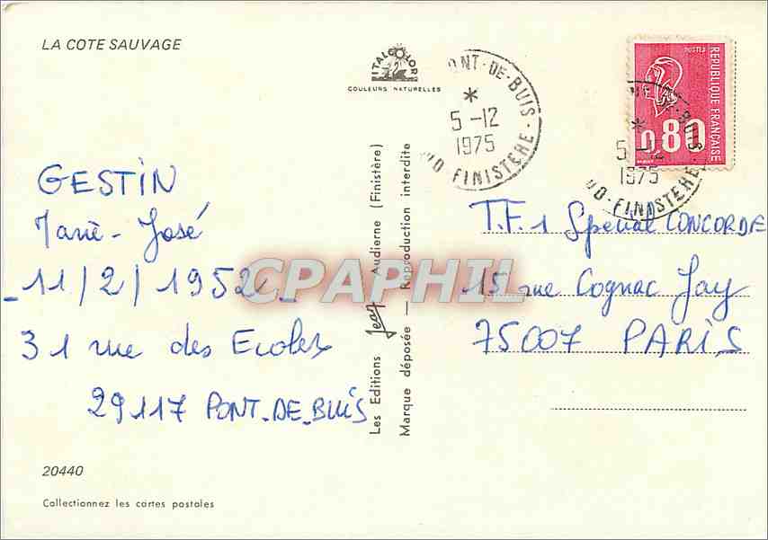 CPM La Cote Sauvage  — Rückseite