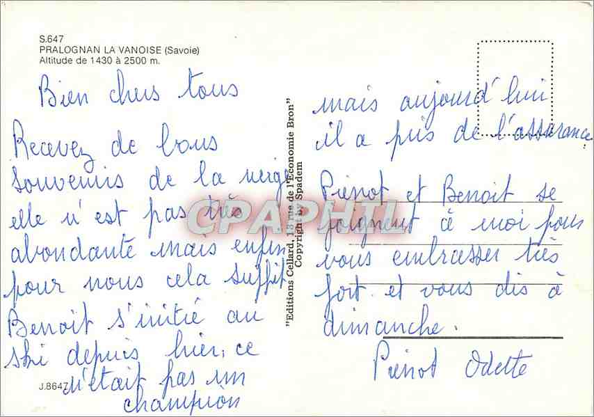 CPM Pralognan La Vanoise Savoie  — Verso