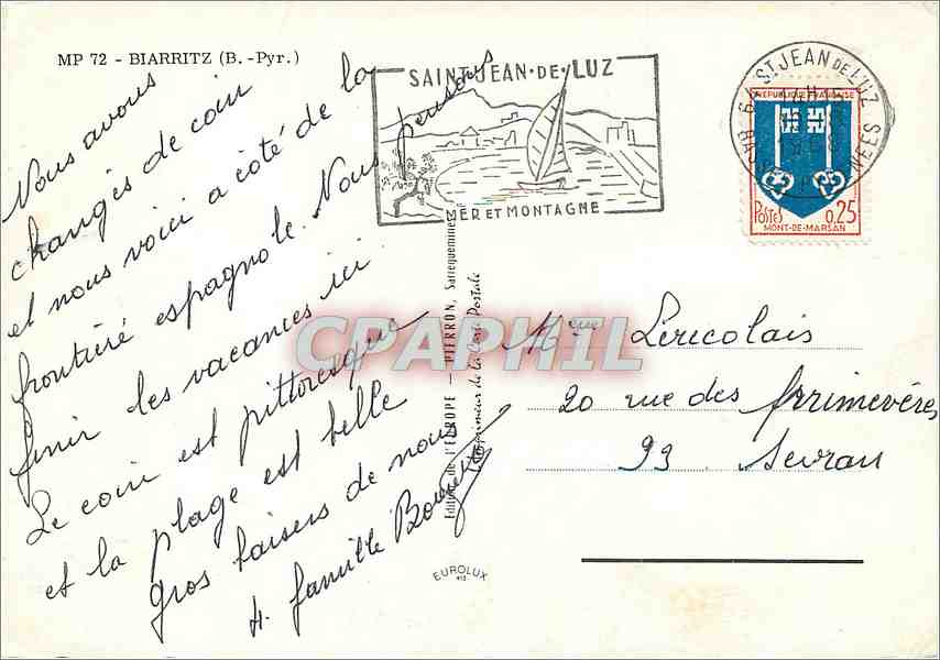 CPM Biarritz B Pyr  — Verso