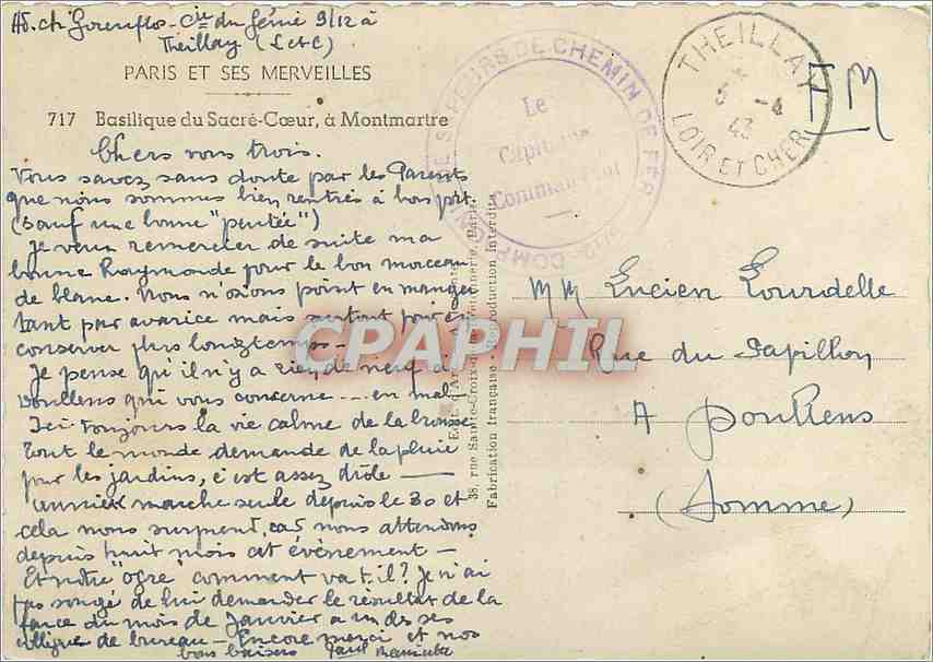 CPM Paris et ses Merveilles basilique du Sacre Coeur a Montmartre  — Rückseite
