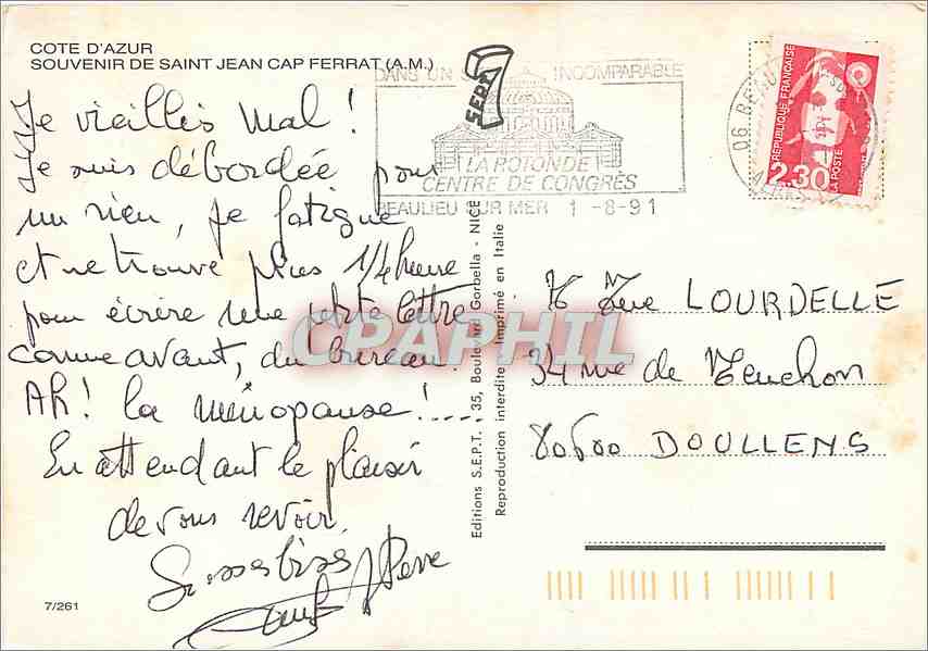 CPM Saint Jean Cap Ferrat  — Rückseite