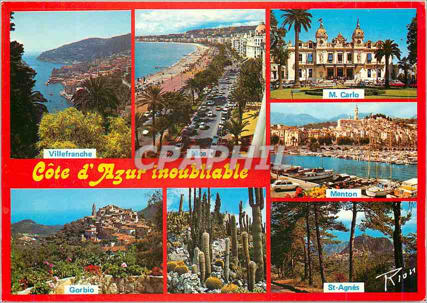 CPM Cote d'Azur Inoubliable Villefranche Nice Monte Carlo Menton St Agnes Gorbio