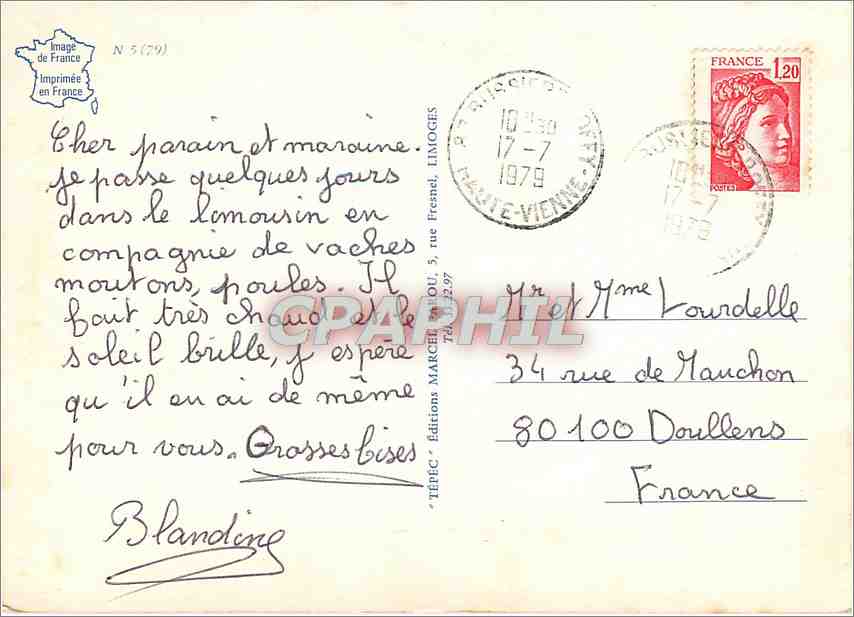 CPM Une Pensee du Limousin  — Rückseite