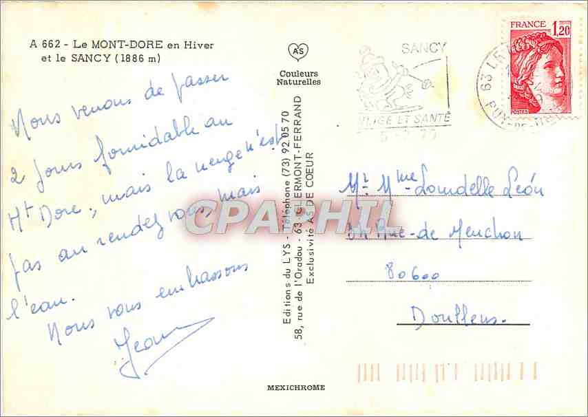 CPM Le Mont Dore en Hiver et le Sancy  — Verso