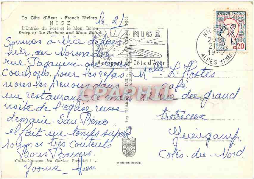 CPM Nice L'Entree du Port et le Mont Boron  — Rückseite
