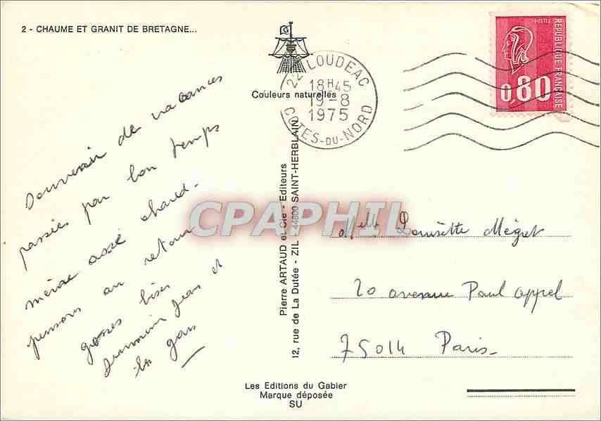 CPM Chaume et Granit de Bretagne  — Back