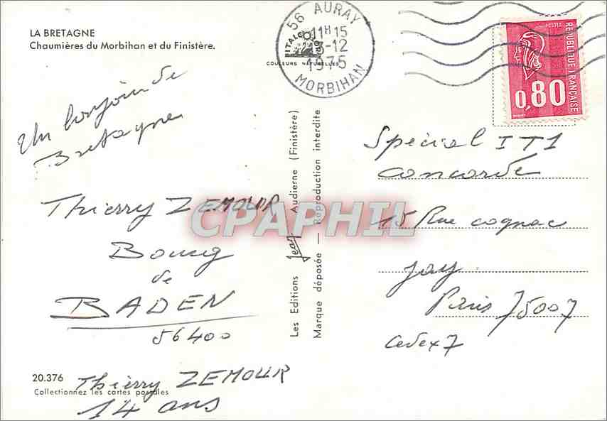 CPM Chaumieres Bretonnes  — Rückseite
