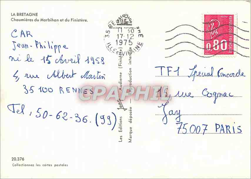 CPM Chaumieres Bretonnes  — Rückseite