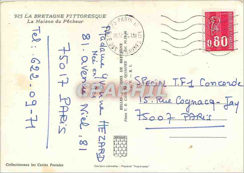 CPM La Bretagne Pittoresque La Maison du Pecheur  — Rückseite