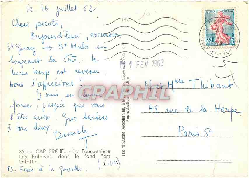 CPM Cap Frehel La Fauconniere Les Falaises dans le fond Fort Lalatte  — Rückseite