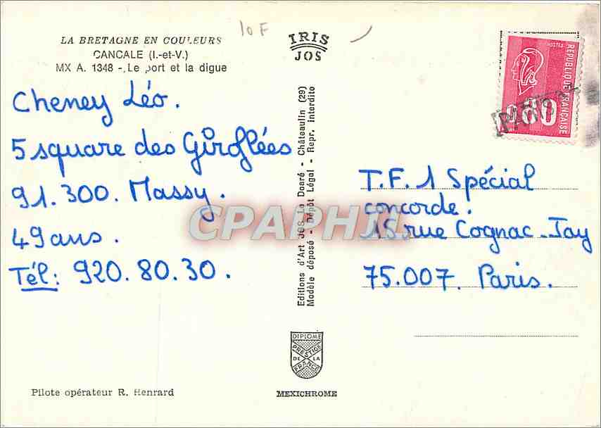 CPM Cancale L et V Le Port et la digue  — Verso