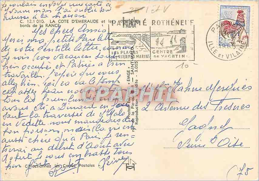 La Côte d'Émeraude — Carte postale illustrée avec vue de plusieurs sites — Éditeur Emgé — Achterkant