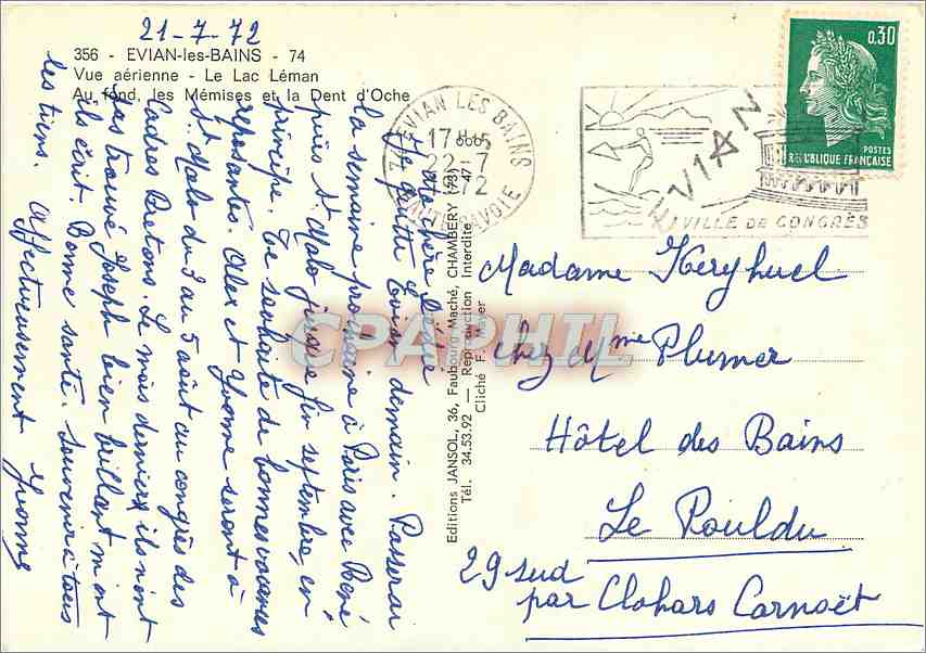 Evian-les-Bains — Vue aérienne — Le Lac Léman, les Mémises et la Dent d'Oche — Éditions JANSOL — Reverso