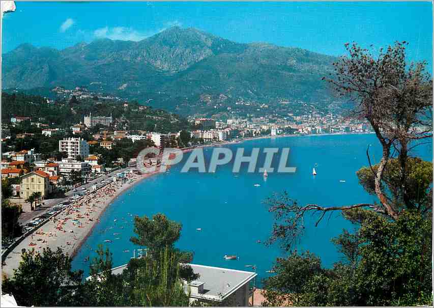 CPM La Cote d'Azur Roquebrune Cap Martin La plage et vue sur Menton 