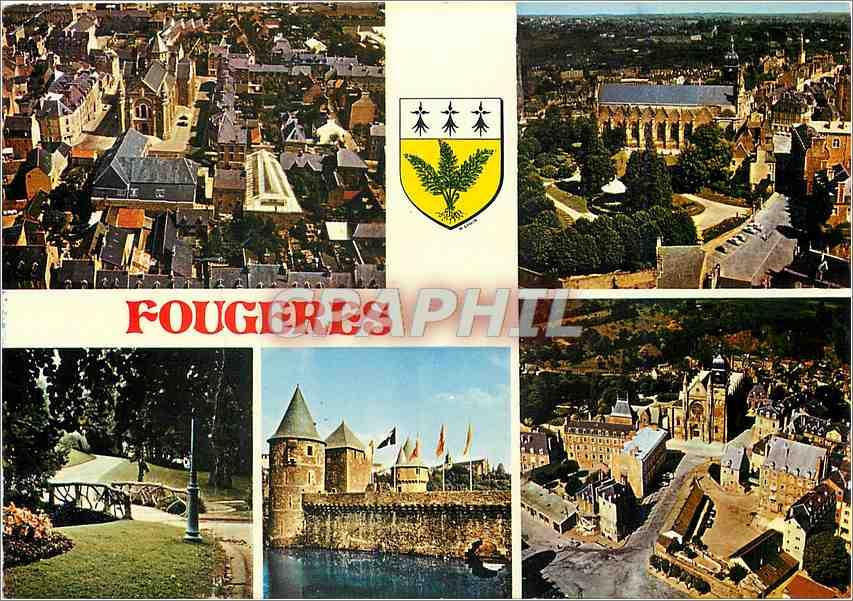 Fougeres — vue aérienne et monuments — Graphphil