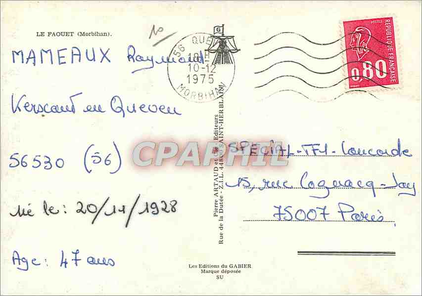 CPM Le Faouet Morbihan  — Rückseite