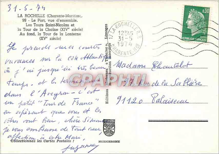 CPM La Rochelle Charente Maritime Le Port  — Rückseite