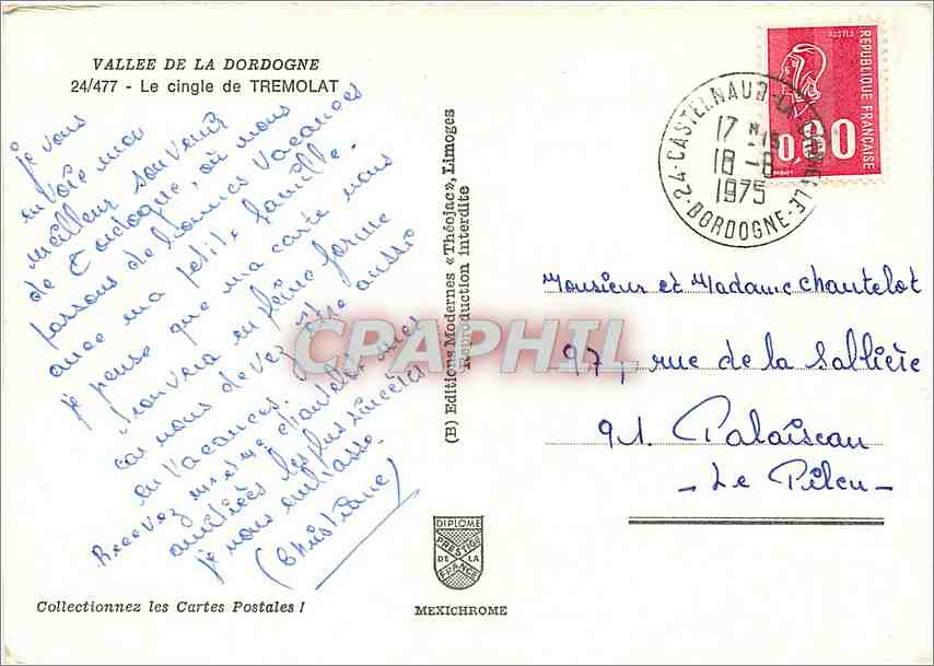 Vallée de la Dordogne - Single de Trémolat — Éditions Iris — Verso