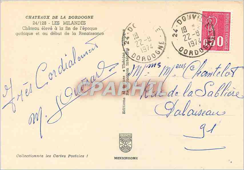 CPM Les Milandes  — Verso