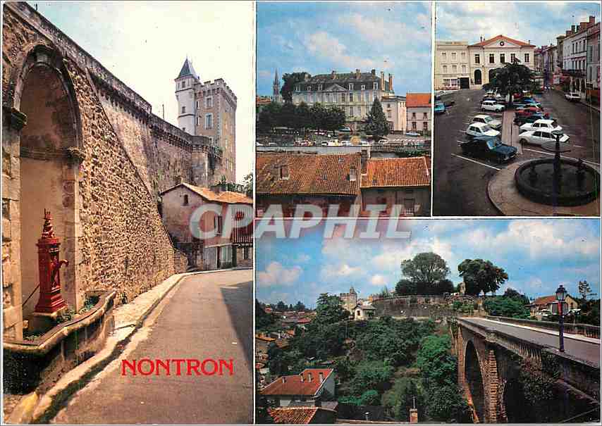 CPM Nontron Dordogne La Vieille fontaine et les remparts 