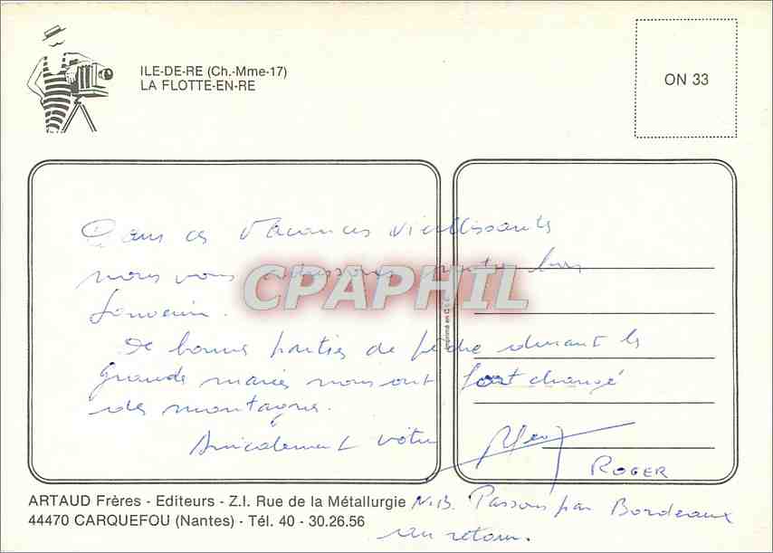 CPM La Flotte em Re Ile De Re  — Back