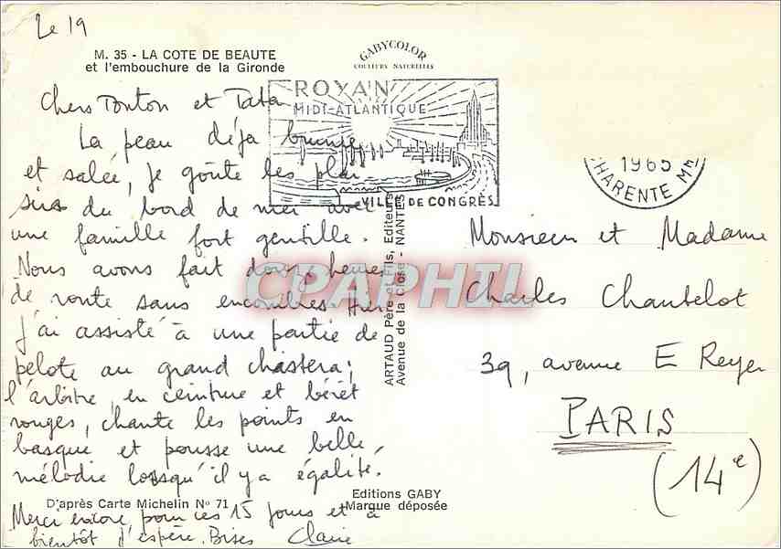 CPM La Cote de Beaute et l'Embouchure de la Gironde  — Back
