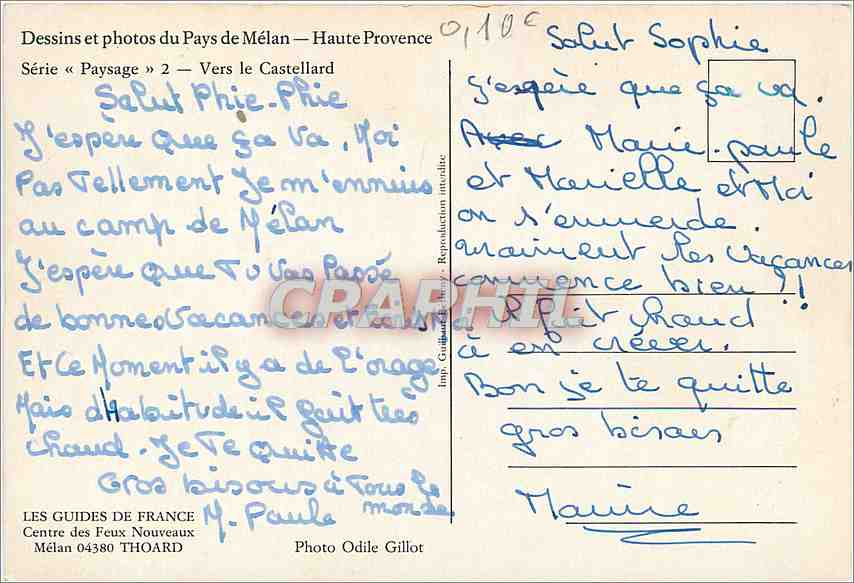CPM Dessins et photos du Pays de Melan Haute Provence Vers le Castellard  — Verso