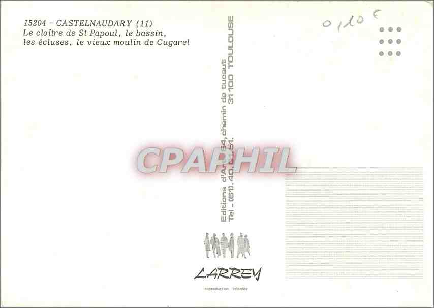 CPM Castelnaudary Le Cloitre de St Papoul le Bassin les ecluses  — Rückseite