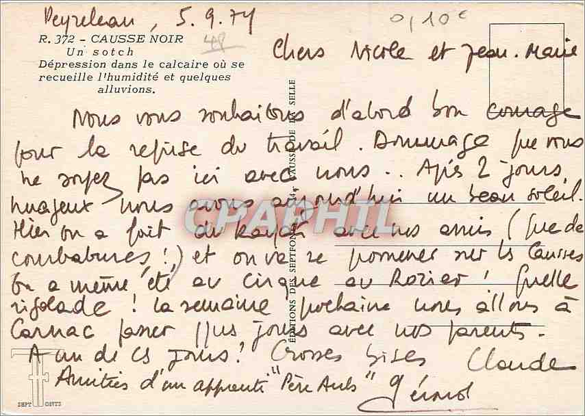 CPM Causse Noir Un sotch  — Back