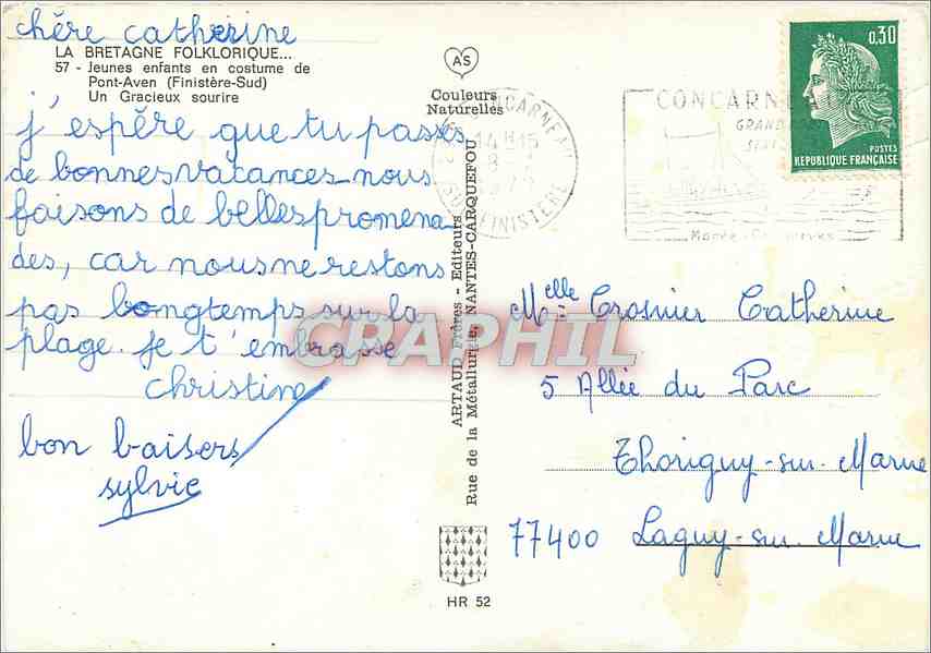 CPM La Bretagne Folklorique Jeunes enfants en costume de Pont Aven Poupee — Rückseite