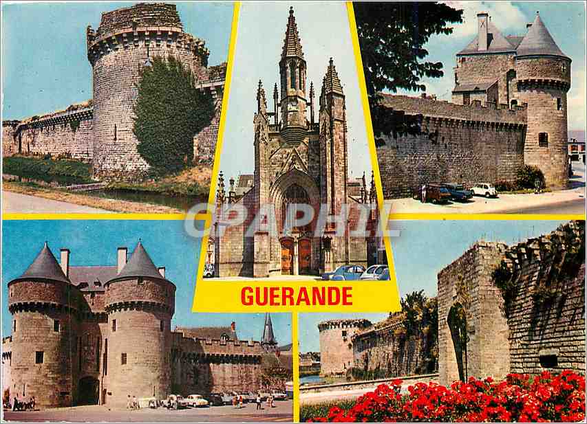 CPM Guerande Les remparts et l'Eglise Saint Aubie 