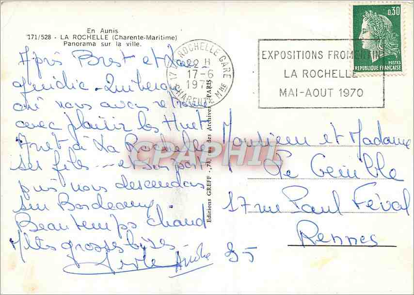 CPM La Rochelle Charente Maritime Panorama surl la Ville  — Verso