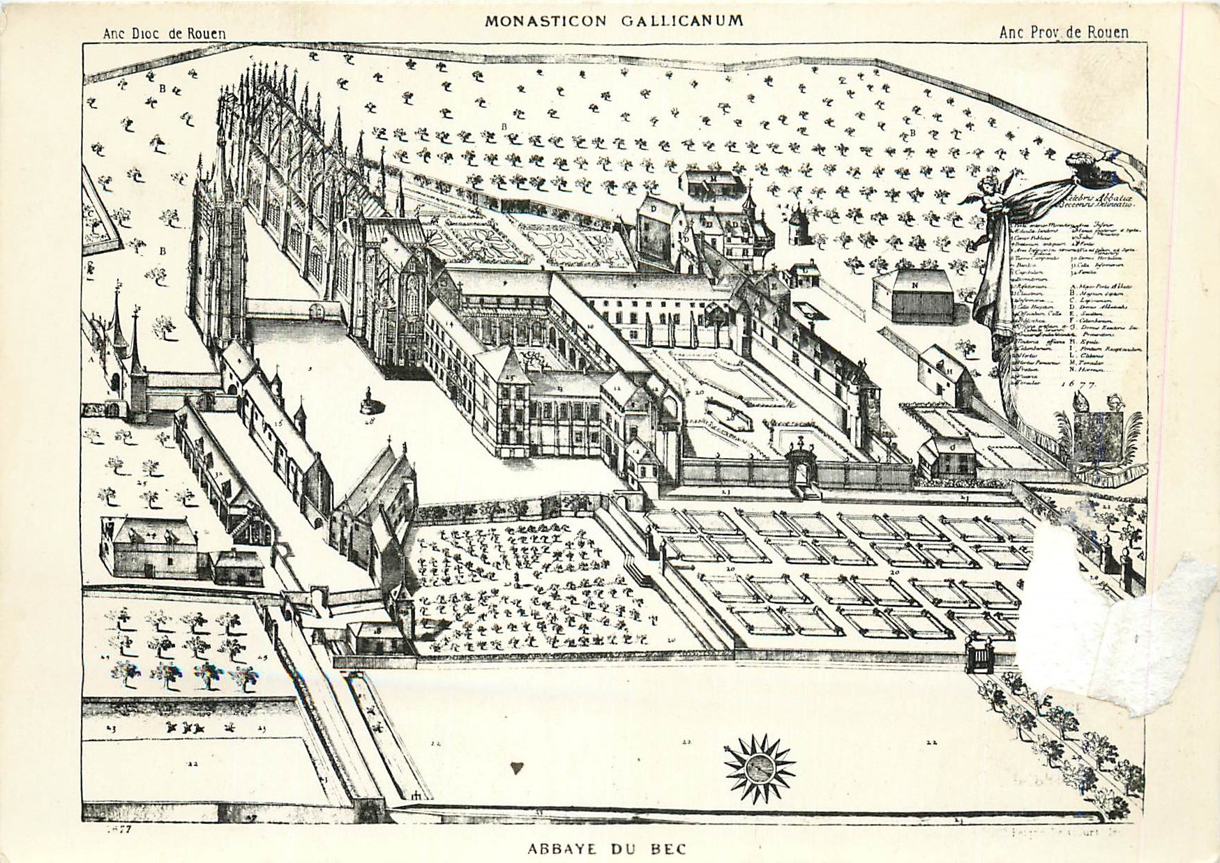 Abbaye du Bec — Ancien plan de l'abbaye — CPAPHIL