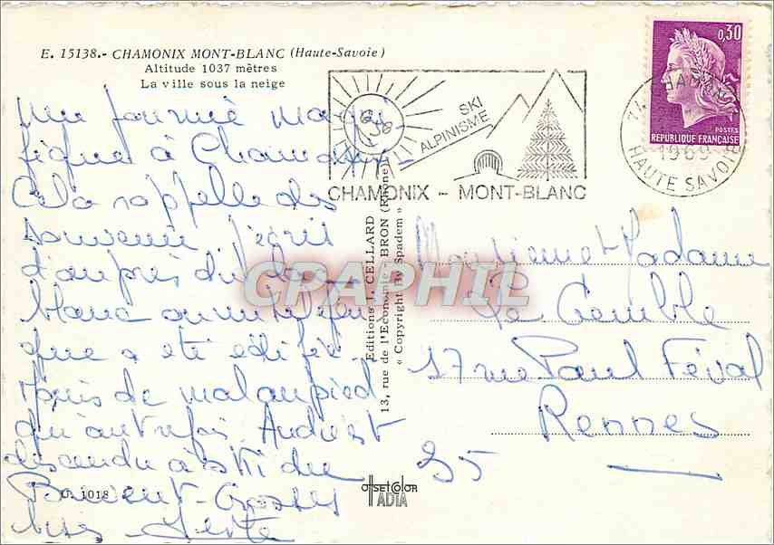 L'hiver à Chamonix — Édition de l'Alpinisme — n° 1018 — Verso
