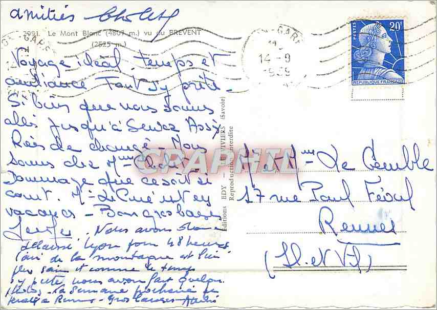 CPM Les Grands Sommets des Alpes  — Verso