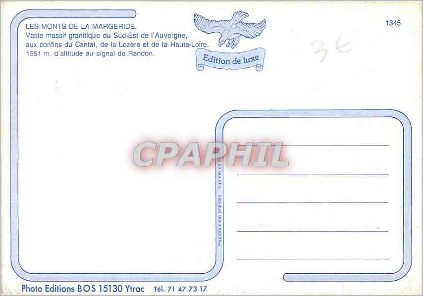 CPM La Margeride  — Rückseite