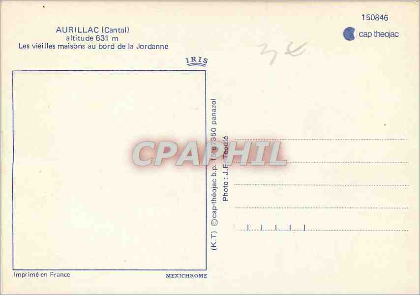CPM Aurillac Cantal Les Vieilles maisons au bord de la Jordanne  — Verso