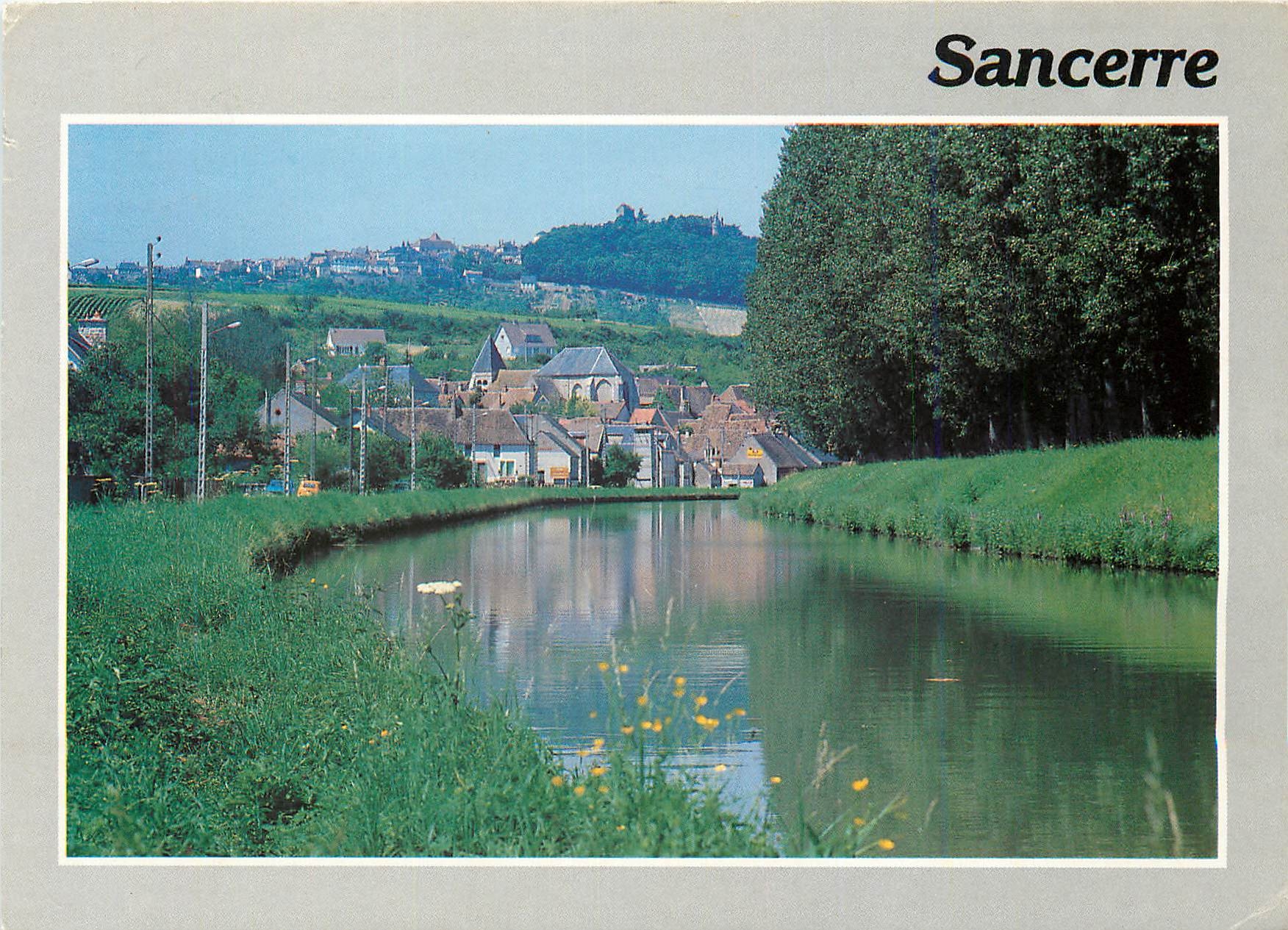 CPM Sancerre Cher La butte de Sancerre vue depuis les bords du canal 
