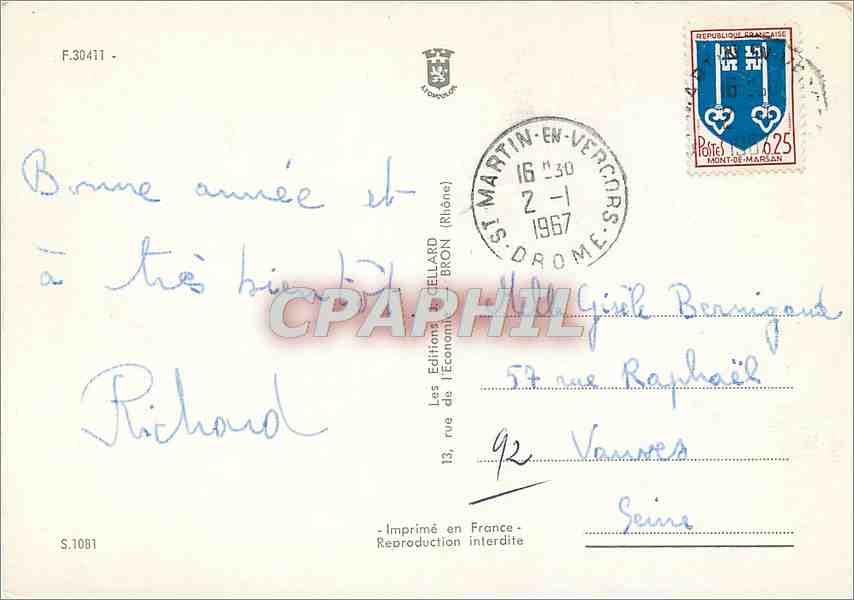 CPM Le Dauphine Olympique  Jeux Olympiques 1968 — Rückseite