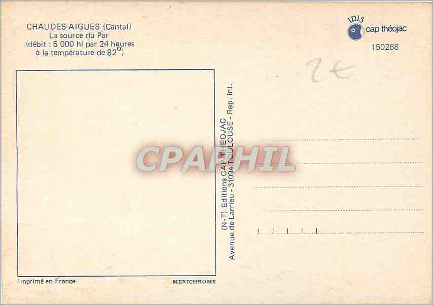 CPM Au coeur de l'Auvergne Chaudes Aigues  — Rückseite