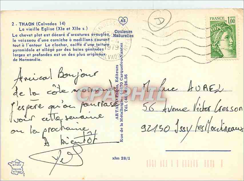 CPM Thaon Calvados La vieille Eglise  — Rückseite