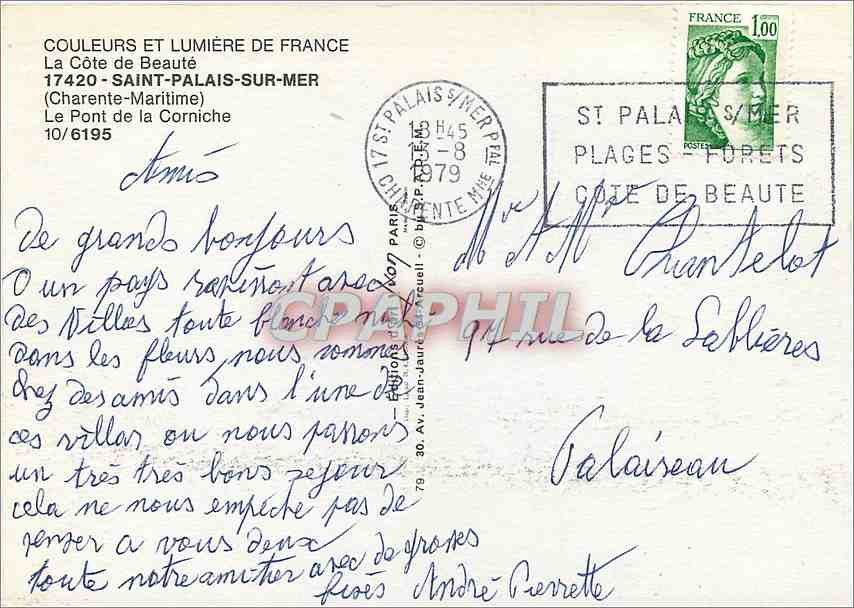 CPM Saint Palais sur Mer Charente Maritime Le Pont de la Corniche  — Rückseite
