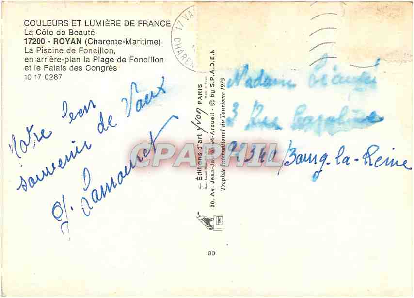 CPM Royan Charente Maritime La Piscine de Foncillon  — Back