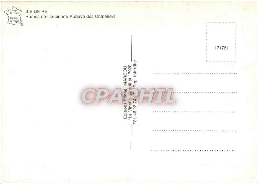 CPM Ile De Re Ruines de l'Ancienne Abbaye des Chateliers  — Rückseite