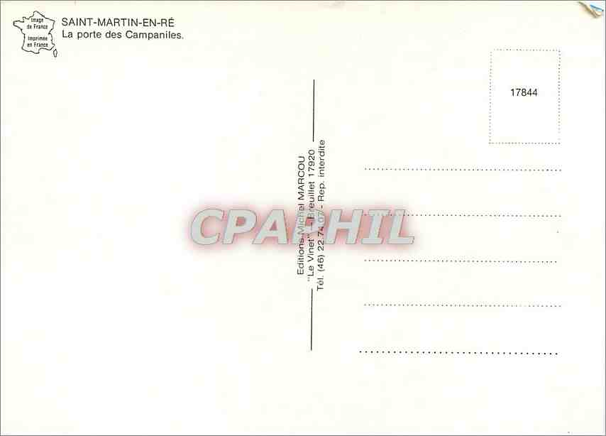 CPM Saint Martin en Re La porte des Campaniles  — Back