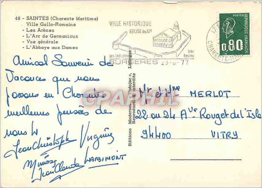 CPM Saintes Charente Maritime Ville Gallo Romaine  — Verso