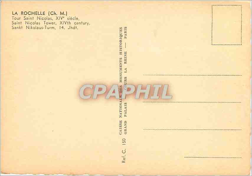 CPM La Rochelle Ch M Tour Saint Nicolas  — Verso
