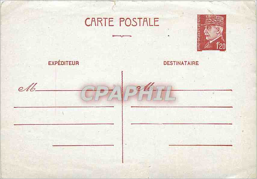 Entier Postal Petain 1f20 