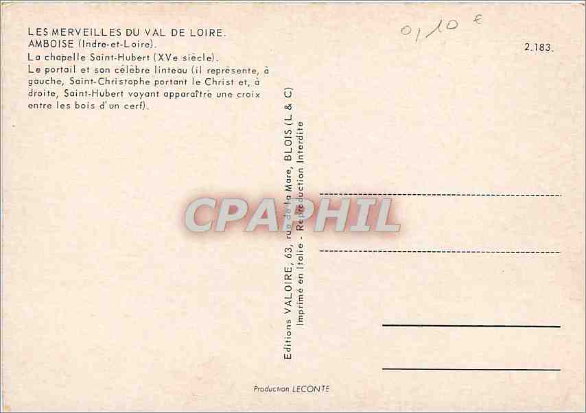 CPM Amboise Indre et Loire La Chapelle Saint Hubert  — Rückseite