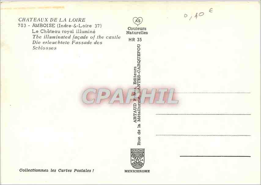 CPM Amboise Indre Loire Le Chateau royal illumine  — Rückseite